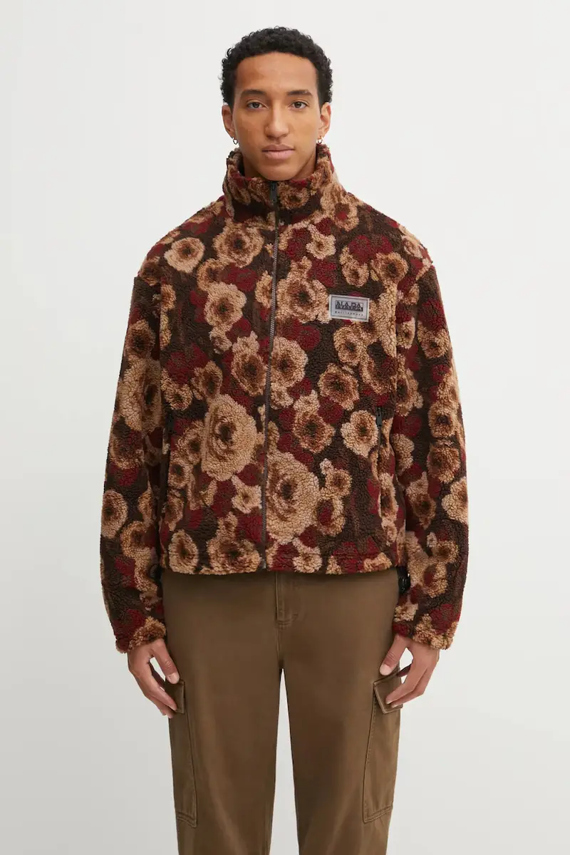 felpa in pile Napapijri x Martine Rose uomo colore marrone NP0A4FPLFUA1