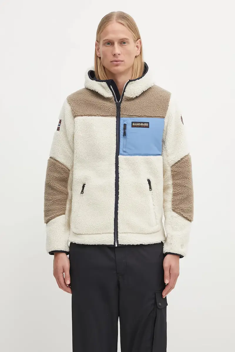 felpa in pile Yupik uomo colore beige con cappuccio NP0A4GNSMQZ1