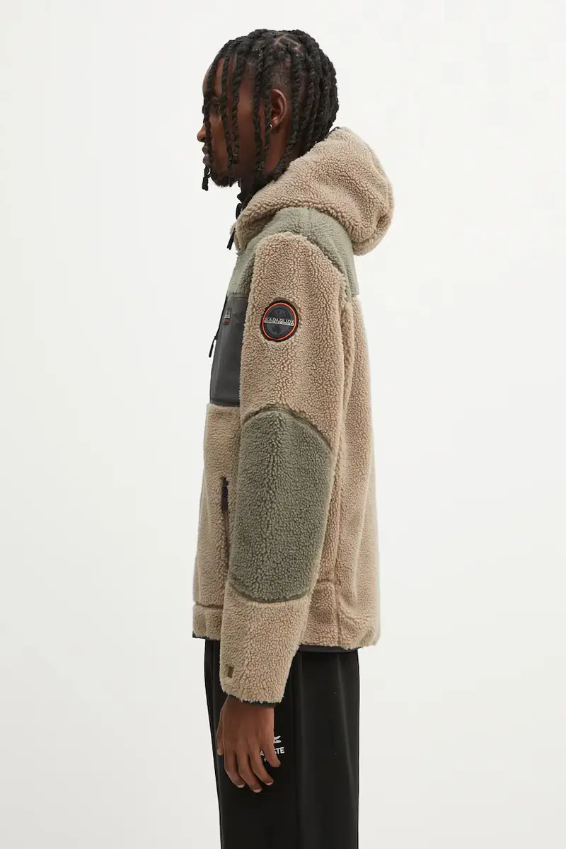 felpa in pile Yupik uomo colore verde con cappuccio NP0A4GNSMCD1 miniatura 2