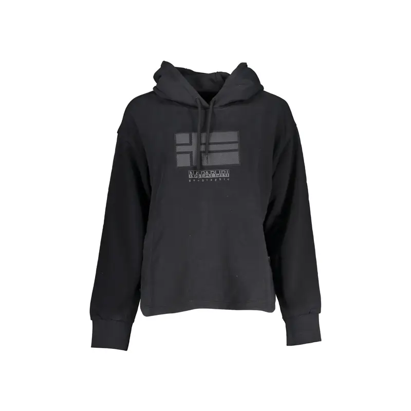 Felpa Maniche Lunghe Donna Nera Ricamo Nero