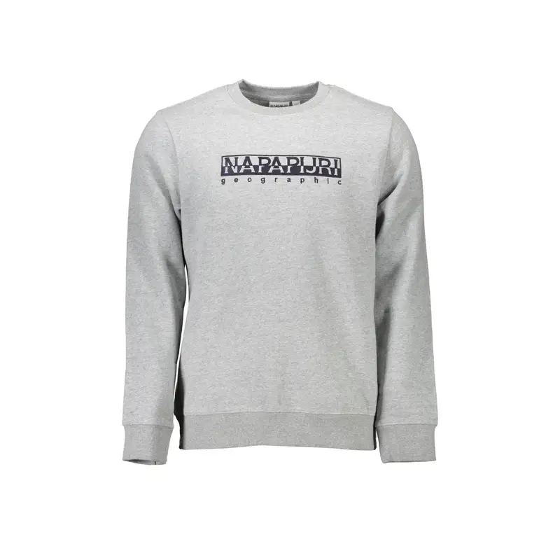 Felpa Maniche Lunghe Senza Zip Uomo Grigia Ricamo Grigio