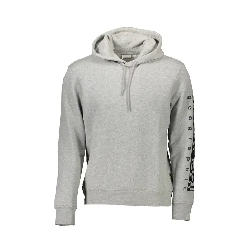 Felpa Maniche Lunghe Senza Zip Uomo Grigia Stampa Grigio