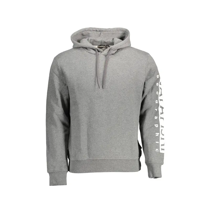 Felpa Maniche Lunghe Senza Zip Uomo Grigia Stampa Logo Grigio