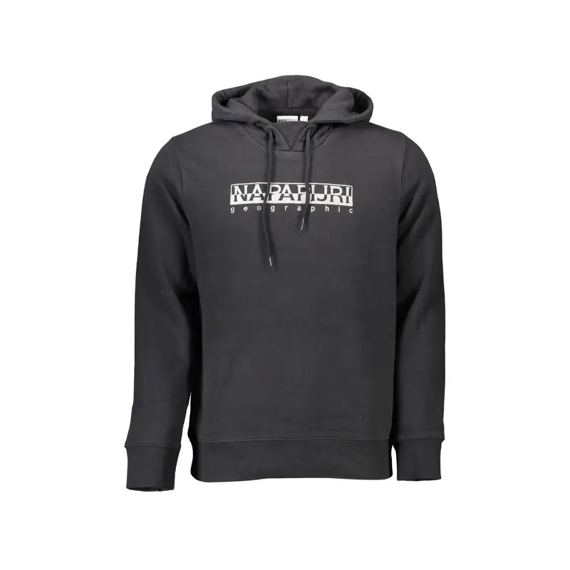 Felpa Maniche Lunghe Senza Zip Uomo Nera Ricamo Nero