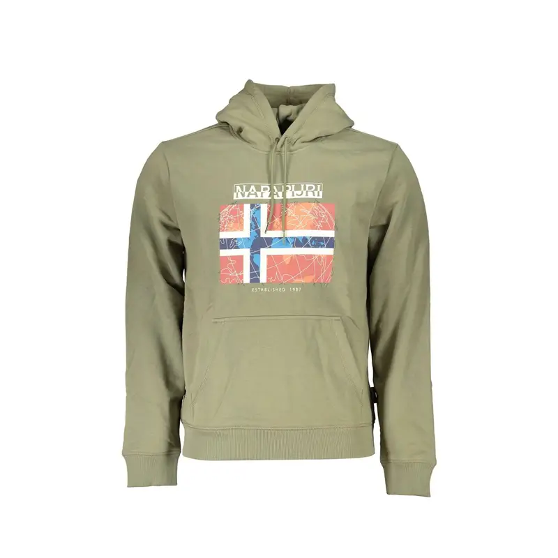 Felpa Maniche Lunghe Senza Zip Uomo Verde Stampa Logo