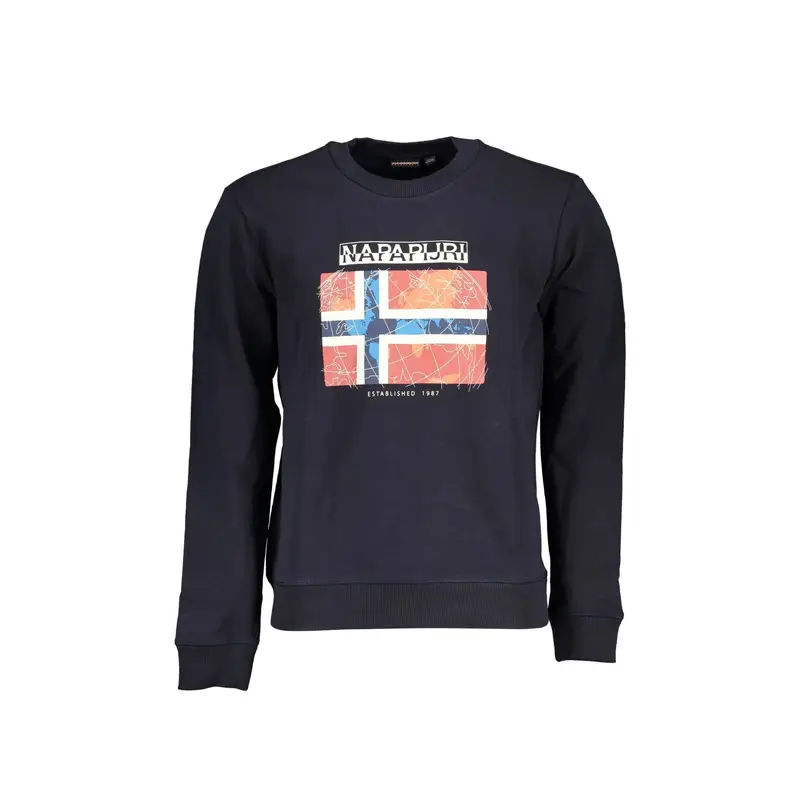 Felpa Maniche Lunghe Uomo Blu Stampa Logo