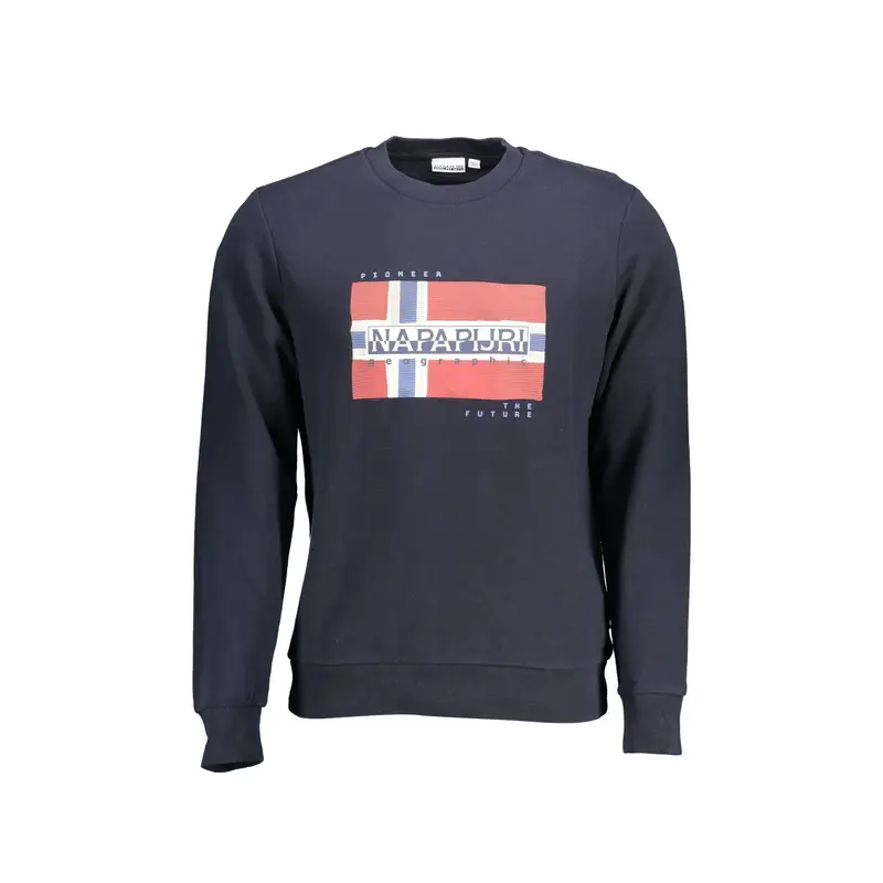 Felpa Maniche Lunghe Uomo Blu Stampa