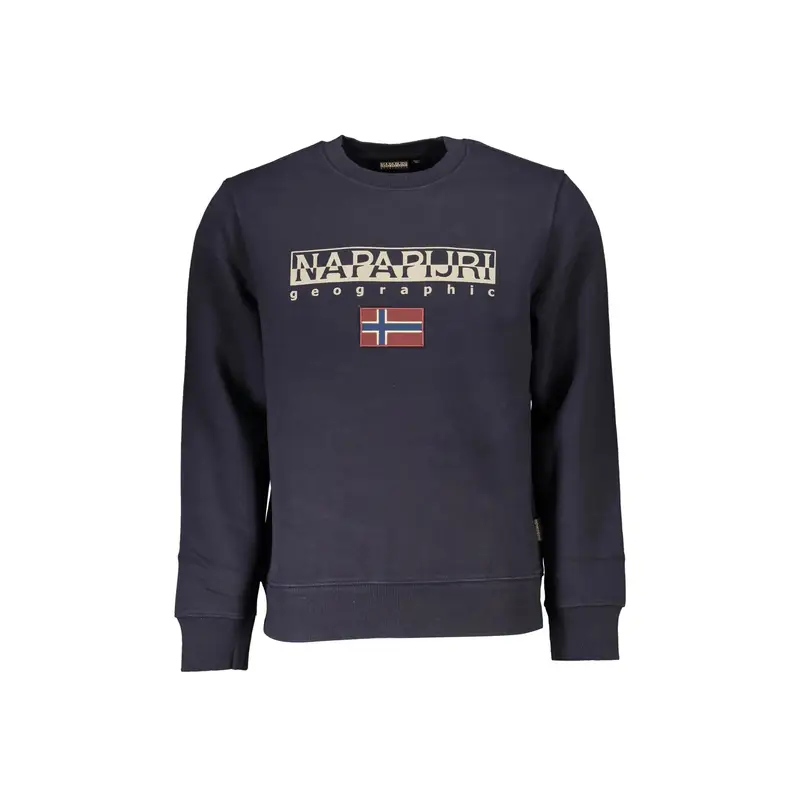 Felpa Maniche Lunghe Uomo Blu Stampa