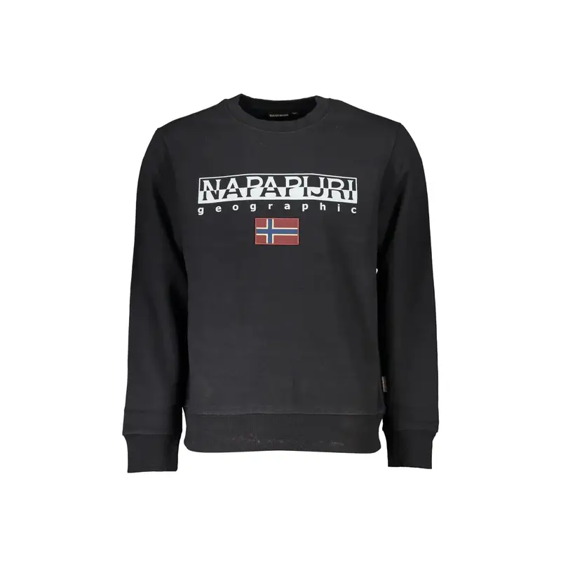 Felpa Maniche Lunghe Uomo Nera Stampa Logo Nero