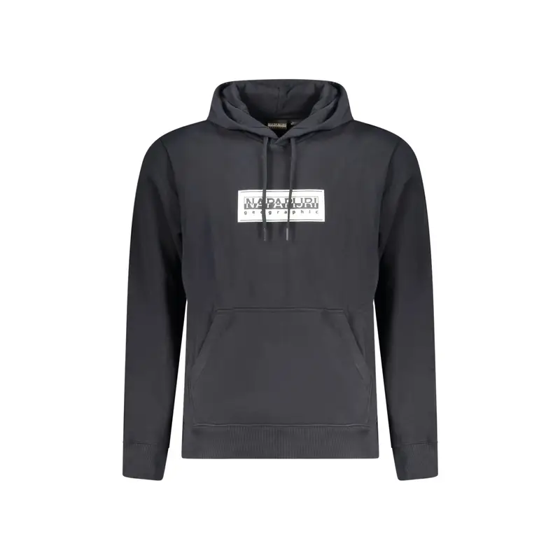 Napapijri Felpa Uomo Nera con Cappuccio e Stampa Logo