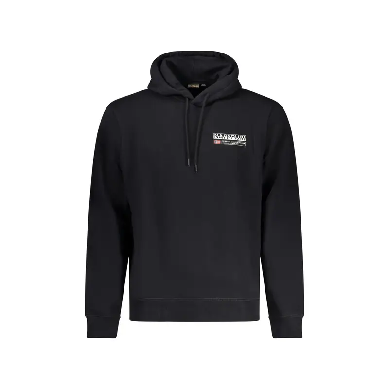 Napapijri Felpa Uomo Nera con Cappuccio e Stampa Logo