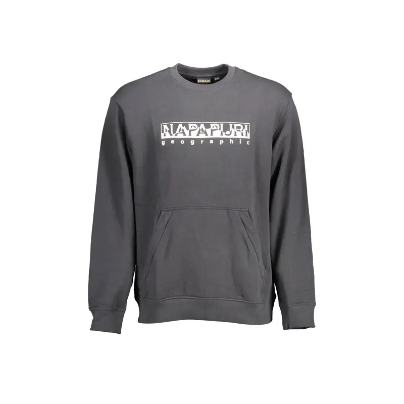 Felpa Maniche Lunghe Uomo Nera Stampa Nero