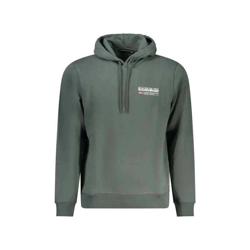 Napapijri Felpa Uomo Verde con Cappuccio e Stampa