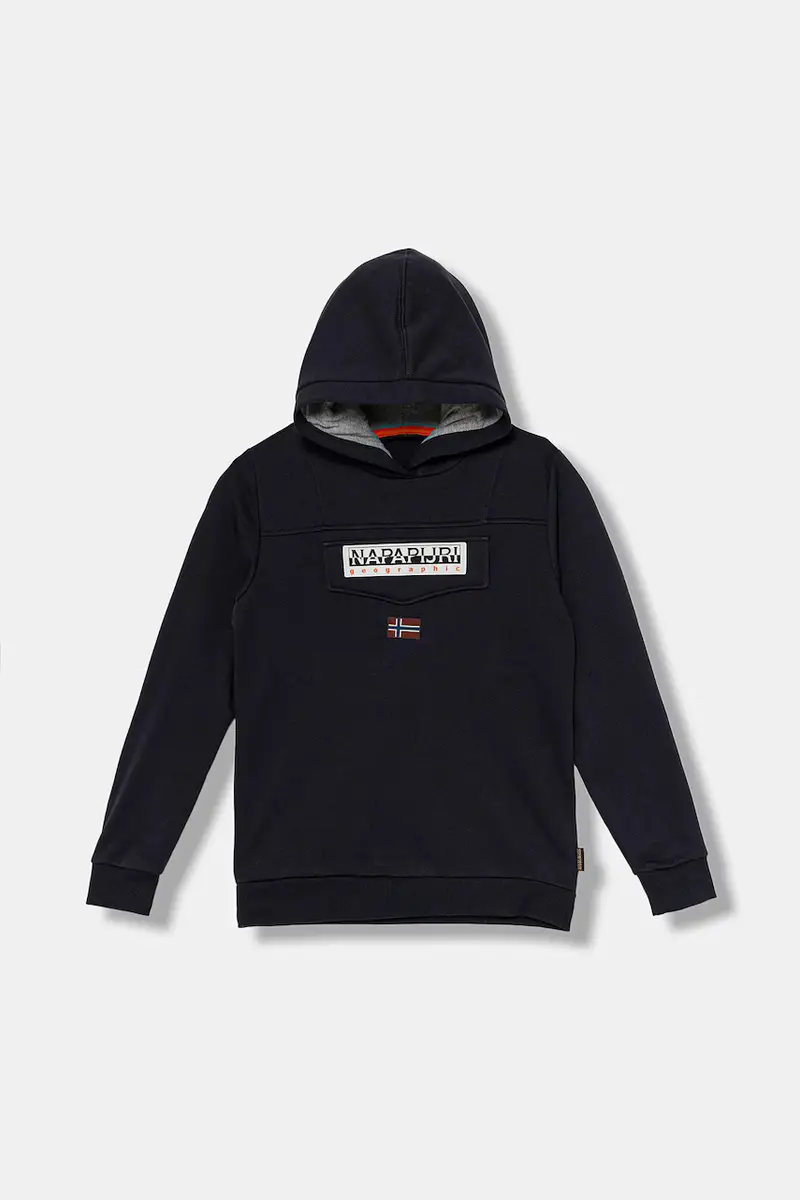 felpa per bambini BURGEE colore blu navy con cappuccio con applicazione NP0A4I6T1761