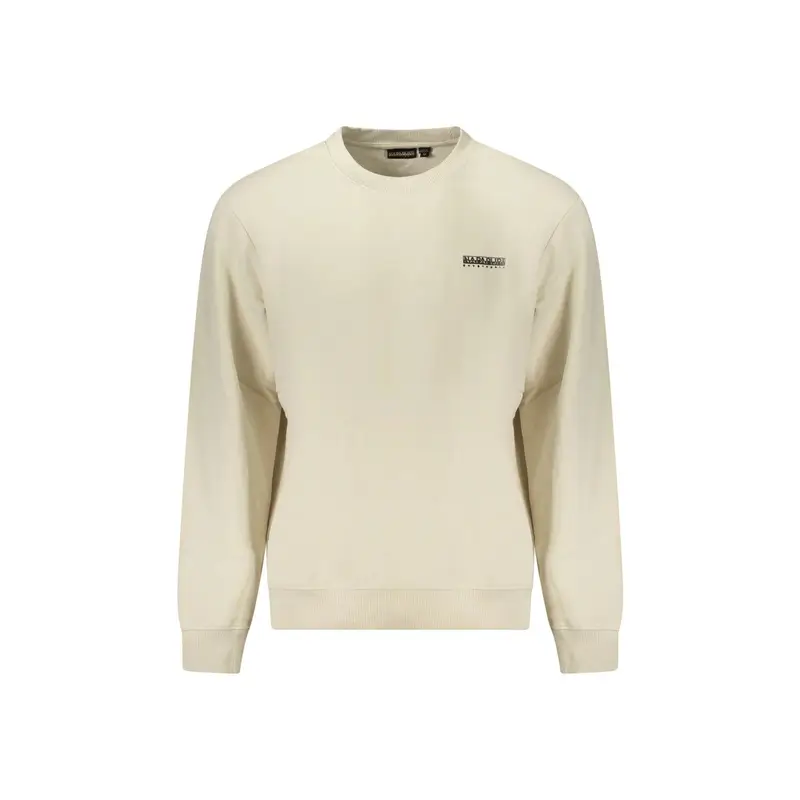 Felpa Uomo Beige Girocollo Relaxed Fit Logo