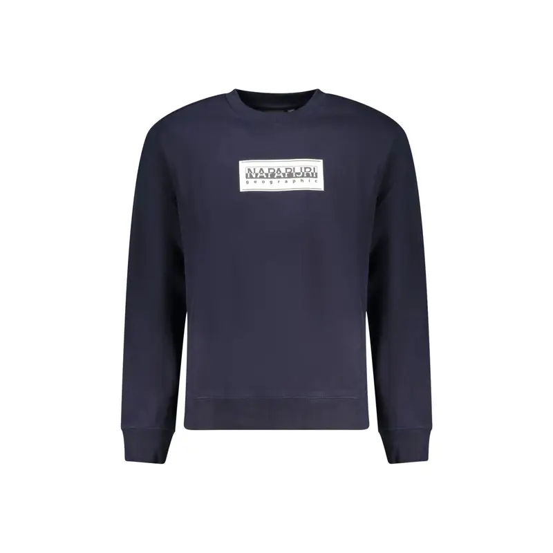 Felpa Uomo Blu Girocollo Relaxed Fit Logo