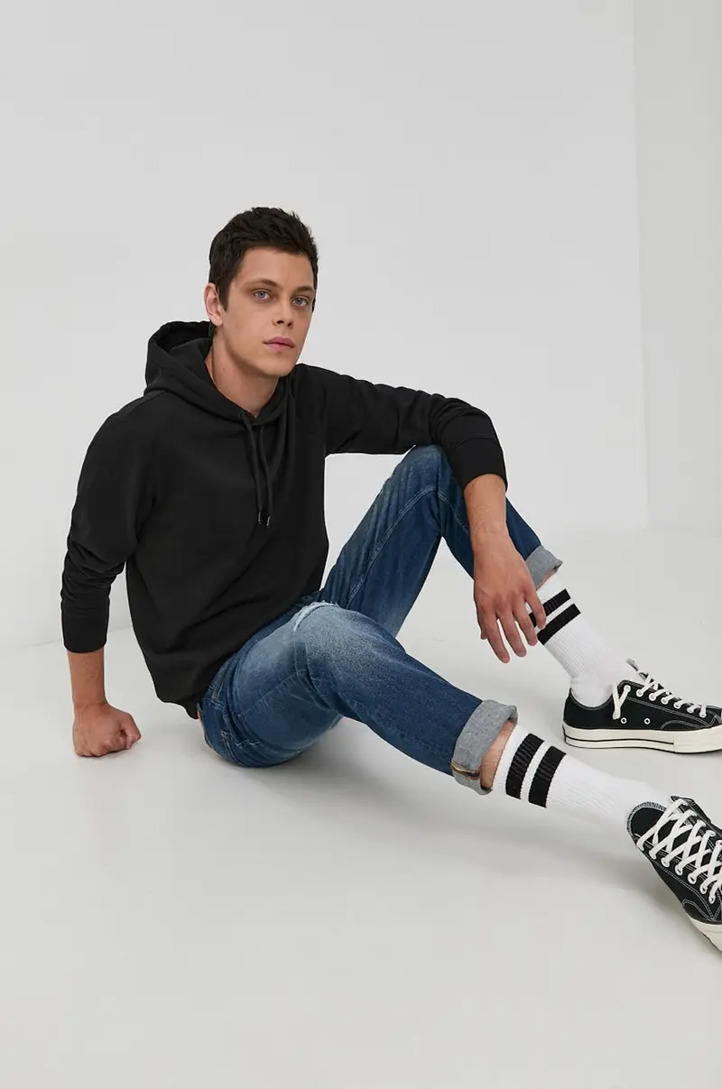 felpa uomo con cappuccio Nero