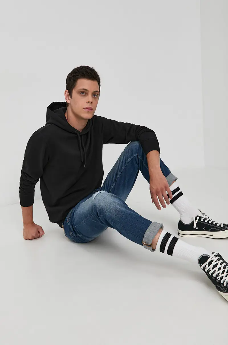 felpa uomo con cappuccio Nero