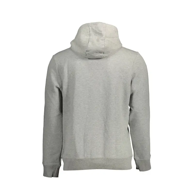 Felpa Uomo Grigia con Cappuccio e Logo Grigio miniatura 2