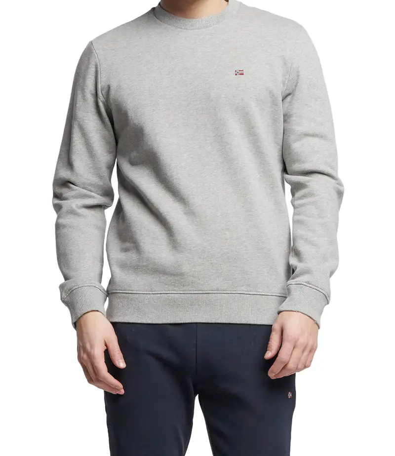 Felpa Uomo Grigia Girocollo con Logo Grigio