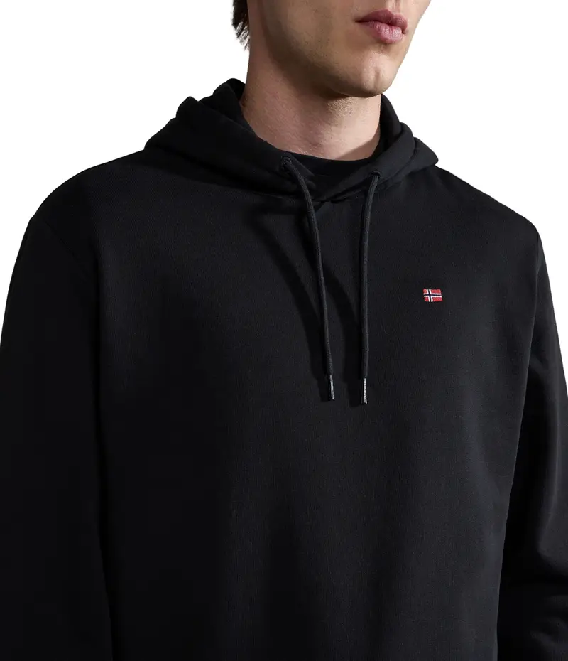 Felpa Uomo Nera con Cappuccio e Logo Nero