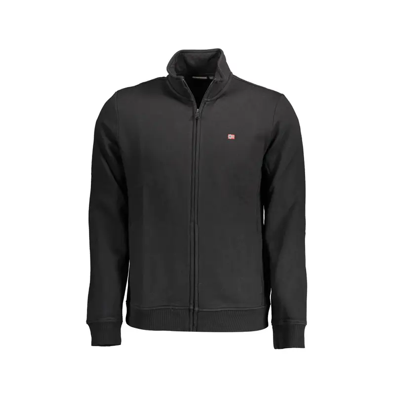 Felpa Uomo Nera con Zip e Logo Nero