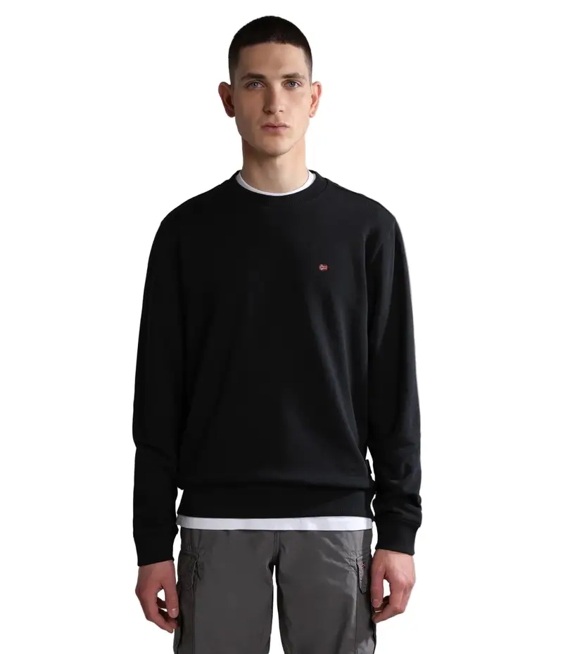 Felpa Uomo Nera Girocollo con Logo Nero miniatura 2