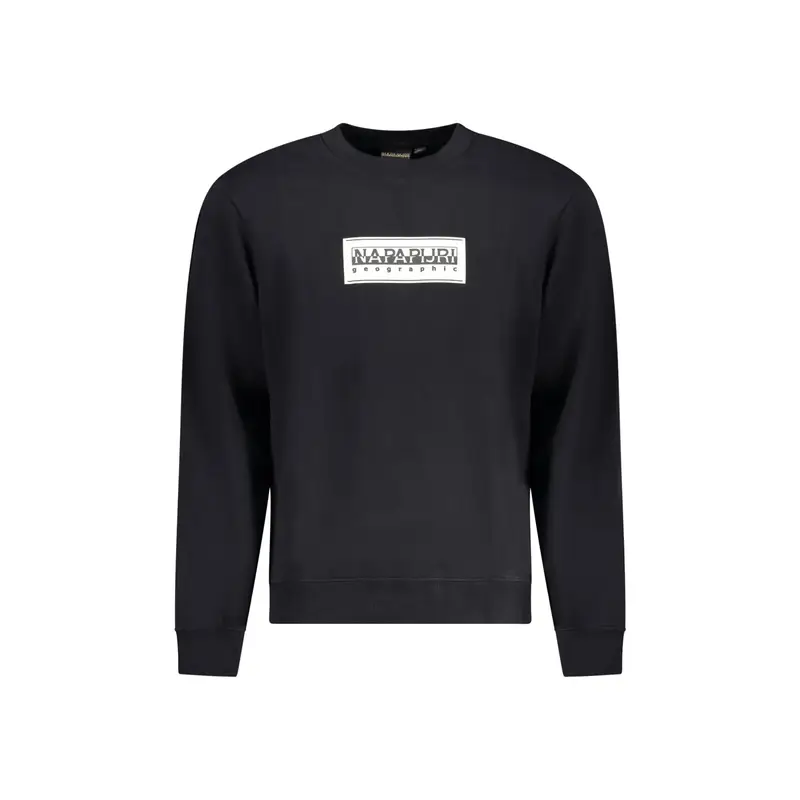 Felpa Uomo Nera Girocollo Relaxed Fit Logo Nero