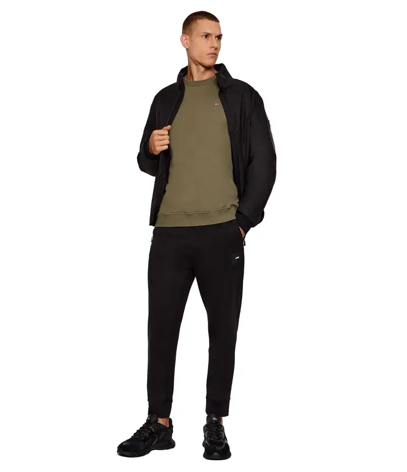 Felpa Uomo Verde Girocollo con Logo miniatura 2