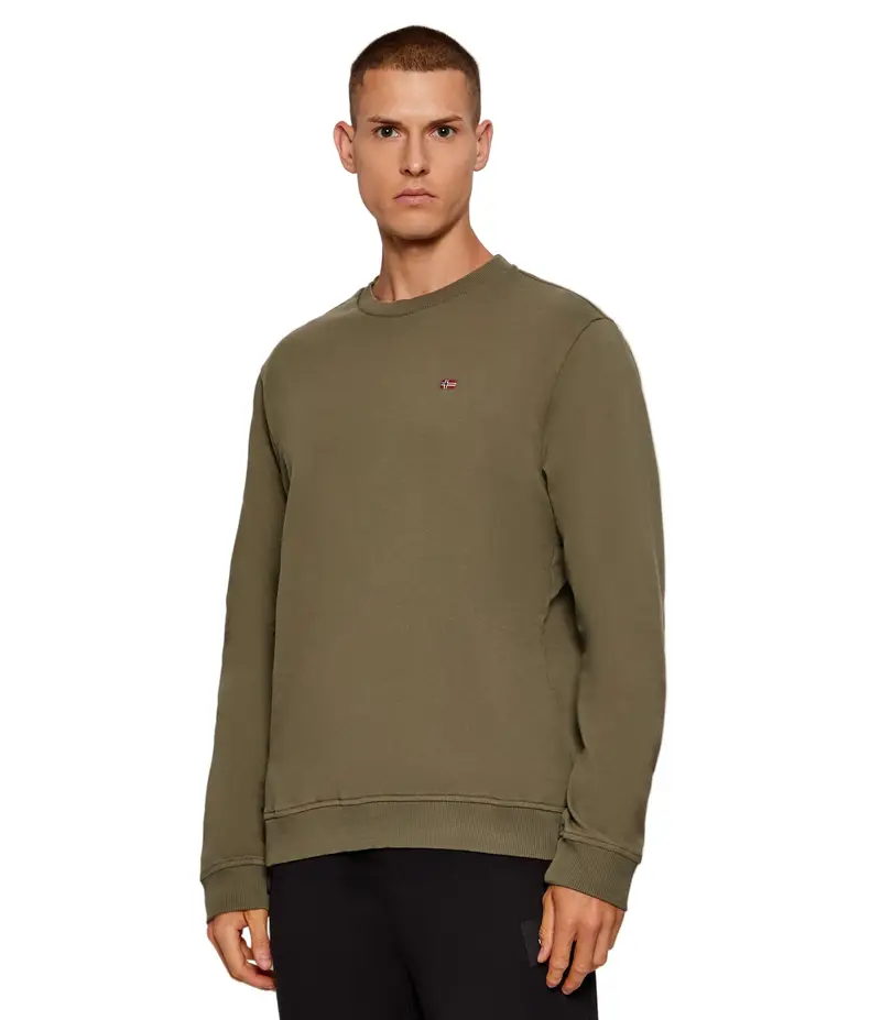 Felpa Uomo Verde Girocollo con Logo