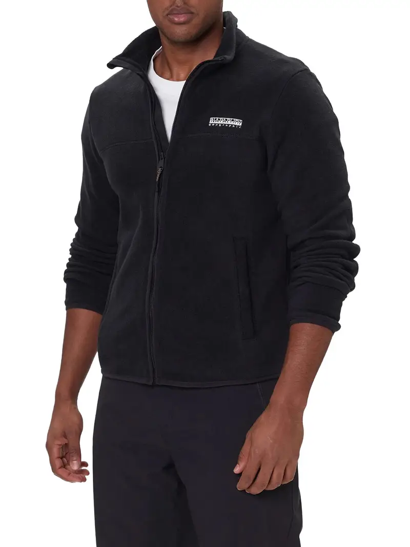 felpa zip napapijri dergana da uomo - nero