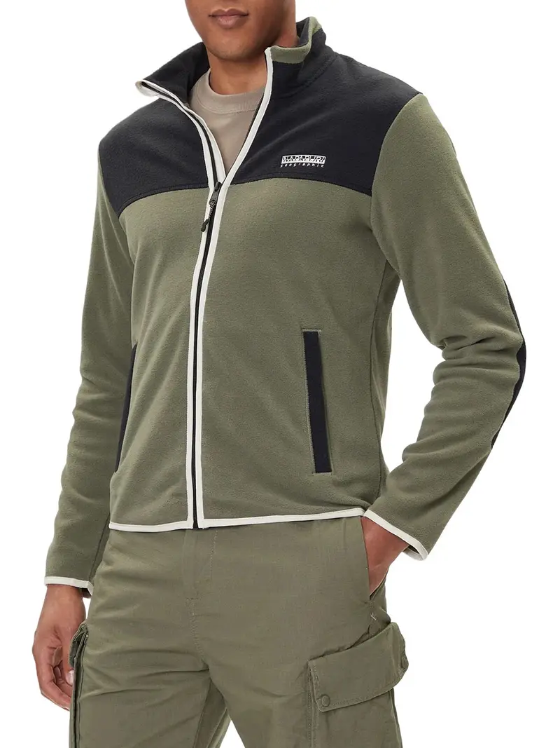 felpa zip napapijri dergana da uomo - verde