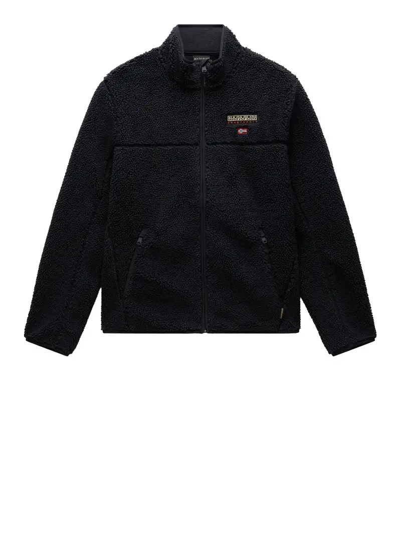 felpa zip napapijri tynik da uomo - nero