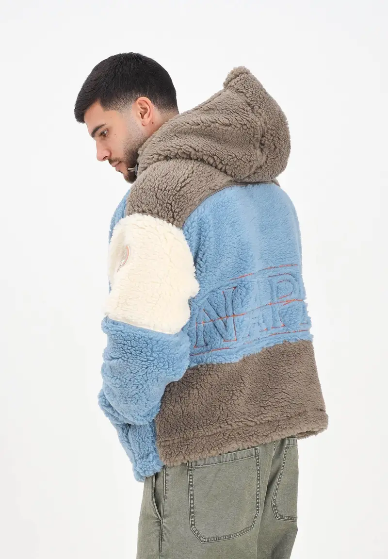 Giubbotto da uomo in morbido pile teddy effetto shearling, con un design color block miniatura 2
