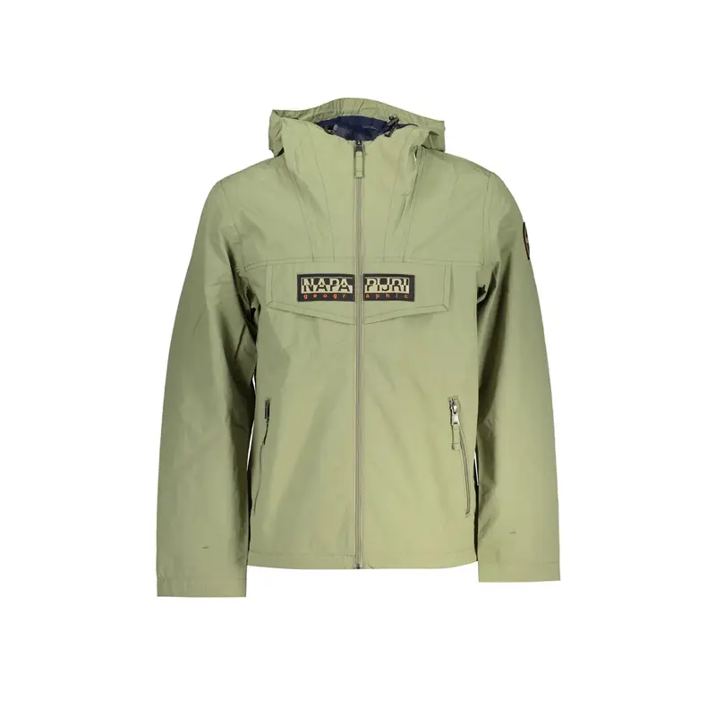 Napapijri Giubbotto Uomo Verde Impermeabile con Cappuccio