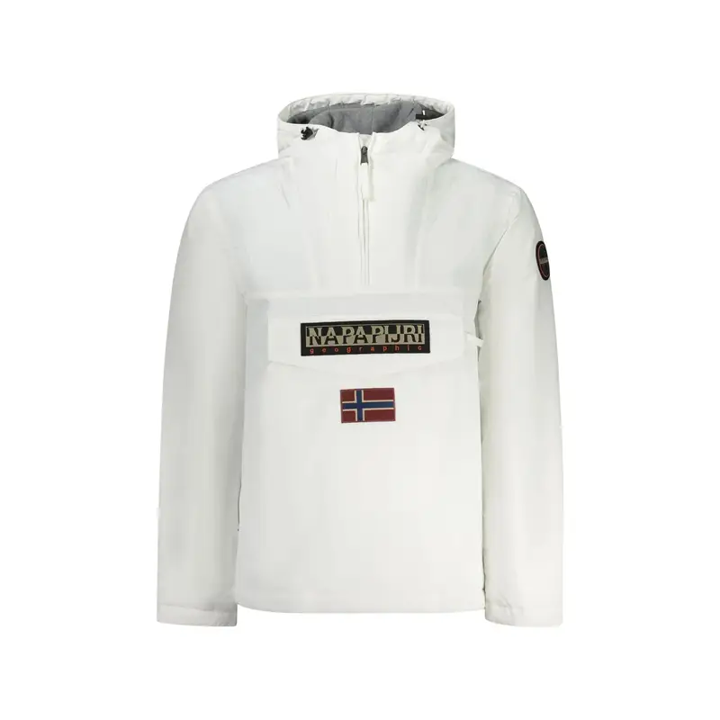 Giubbotto Uomo Bianco Rainforest con Cappuccio e Tasca Frontale