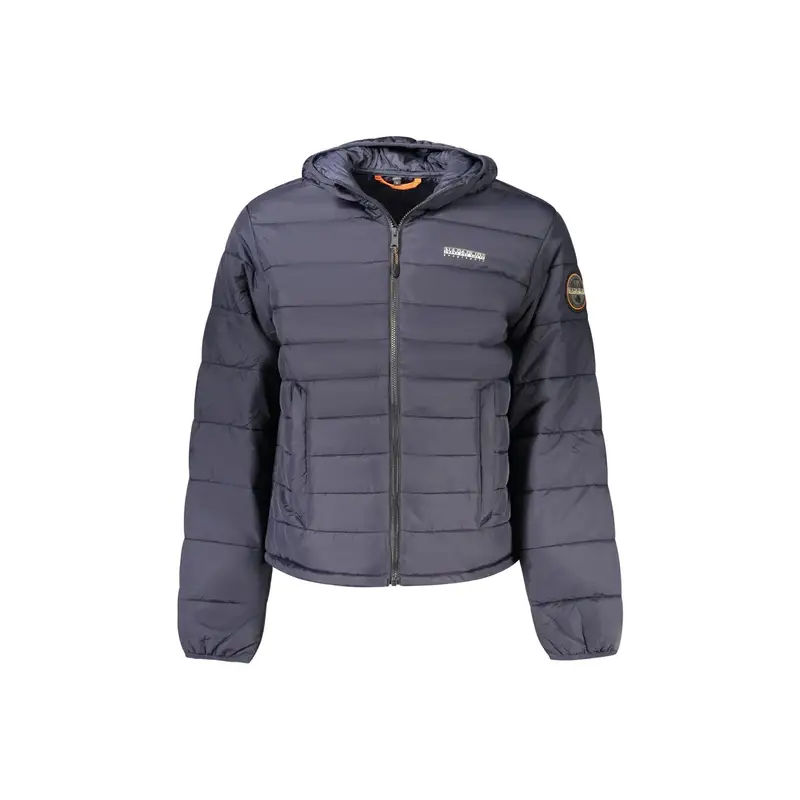 Giubbotto Uomo Blu con Cappuccio e Logo