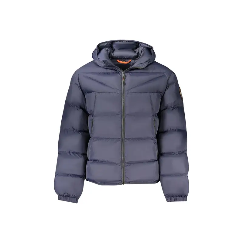 Giubbotto Uomo Blu con Cappuccio Relaxed Fit e Dettagli Logo