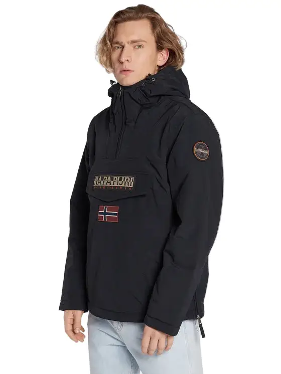 Giubbotto Uomo Nero Rainforest con Cappuccio