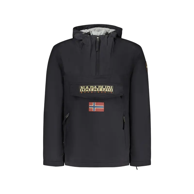 Giubbotto Uomo Nero Rainforest Pocket con Cappuccio e Tasca Frontal