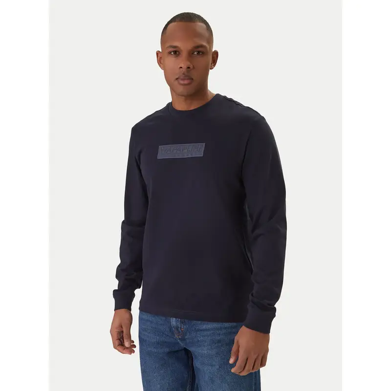 Longsleeve Box Logo NP0A8BC5 Blu scuro Regular Fit