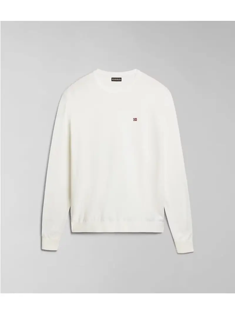 Napapijri maglia bianca uomo in cotone girocollo mini logo sul petto