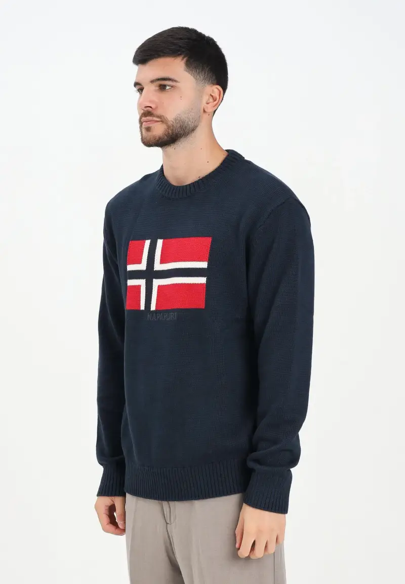 Maglione girocollo Mura blu da uomo