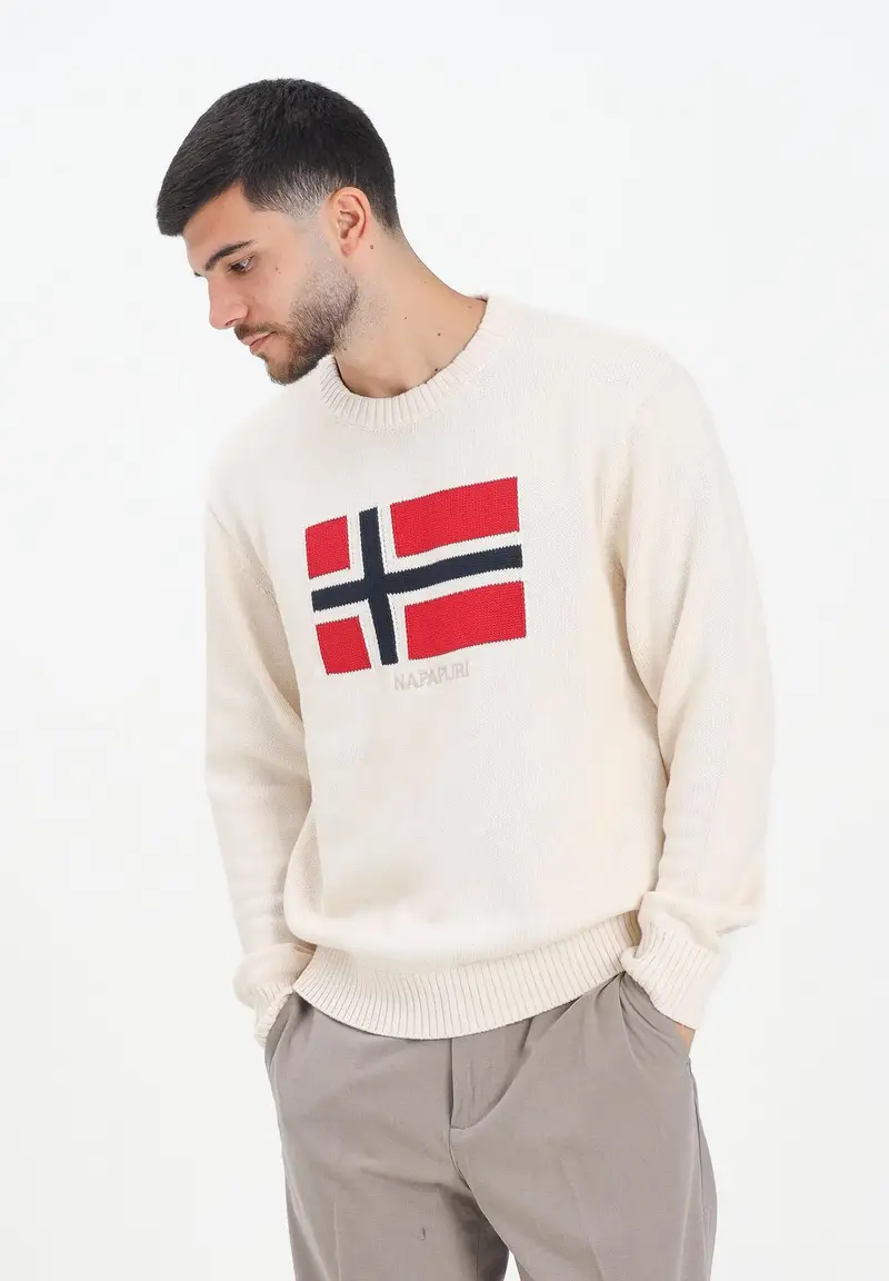 Maglione girocollo Mura panna da uomo miniatura 2