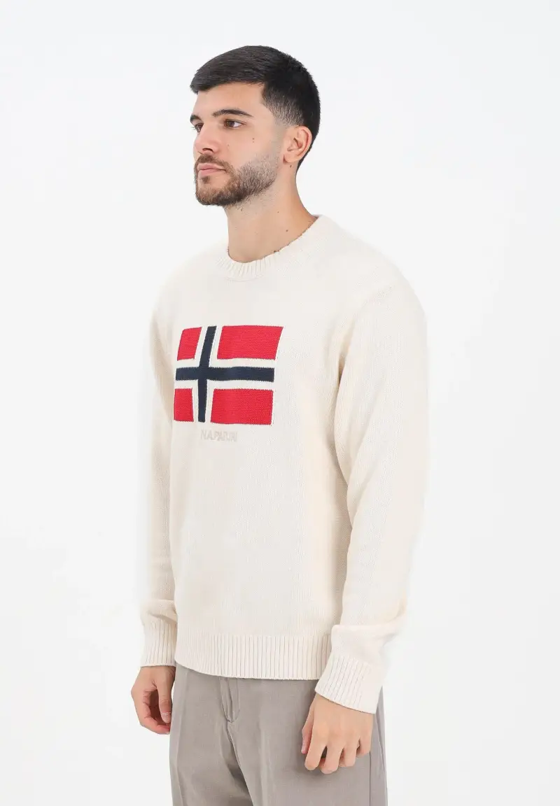 Maglione girocollo Mura panna da uomo