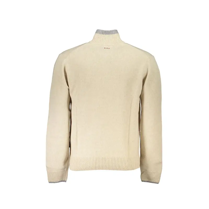 Maglione Uomo Beige Mezza Zip Ricamo miniatura 2