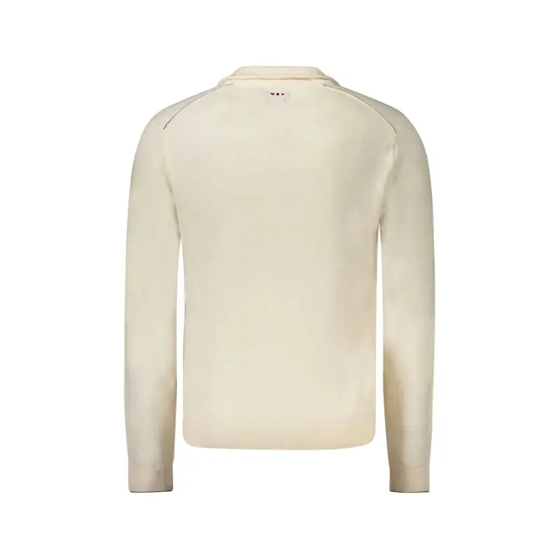Maglione Uomo Bianco Mezza Zip Maniche Lunghe miniatura 2