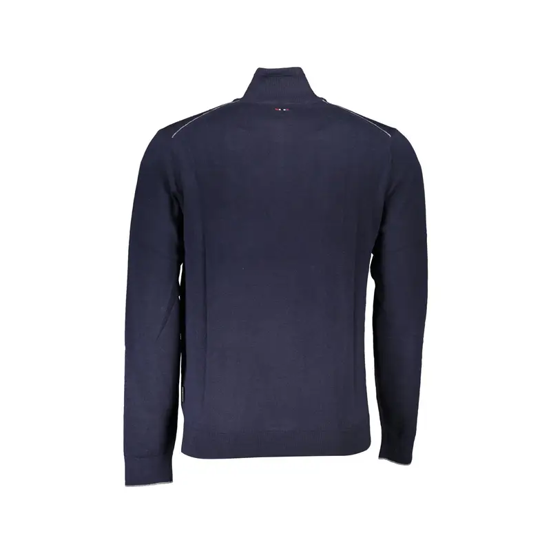 Maglione Uomo Blu Mezza Zip Maniche Lunghe miniatura 2