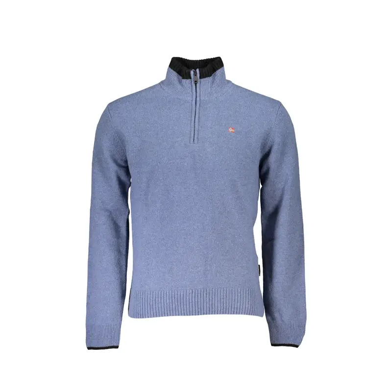 Maglione Uomo Blu Mezzo Zip Ricamo