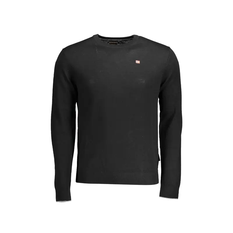 Maglione Uomo Nero Girocollo con Ricamo Logo